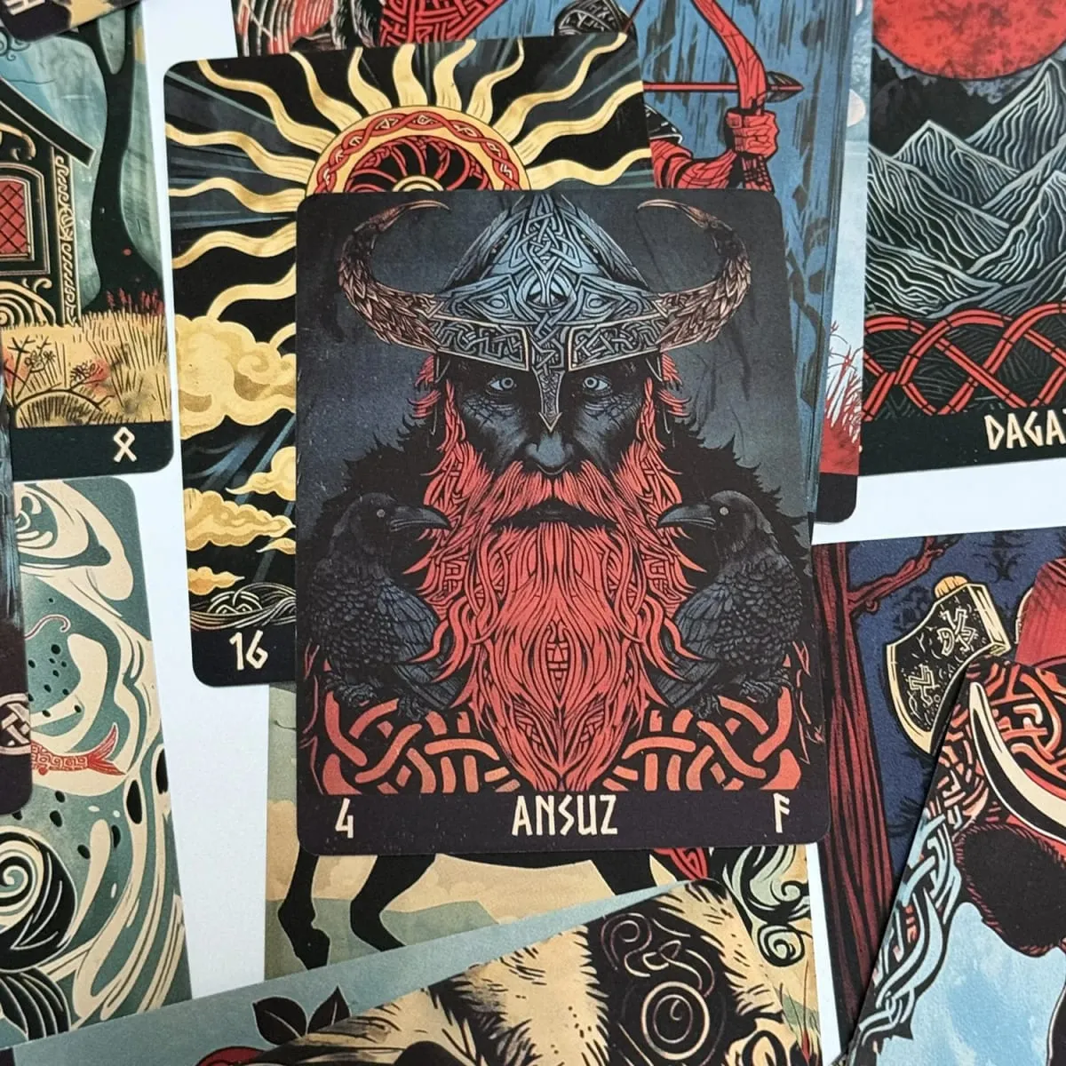 Norwegian Woodcut Runes Deck English 22pcs Board games runes series oracle deck