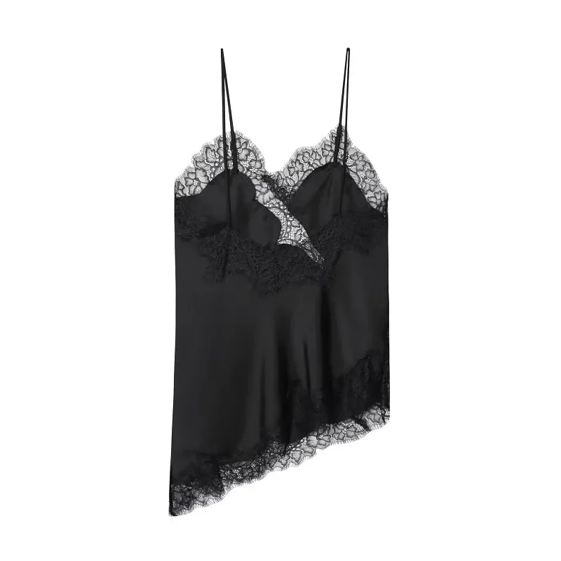 Asymmetric Lace Top Female Sexy Slip Backless Tops for Women Summer Camisole Sleeveless Tops Tanks & Camis Women's Tops