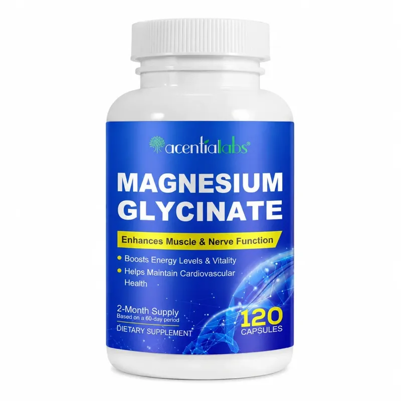 Acentiallabs Magnesium Glycinate 120 Kapsul - Vegetarian Organik Murni Mendukung Kesehatan Tulang Dukungan Tidur & Saraf Otot