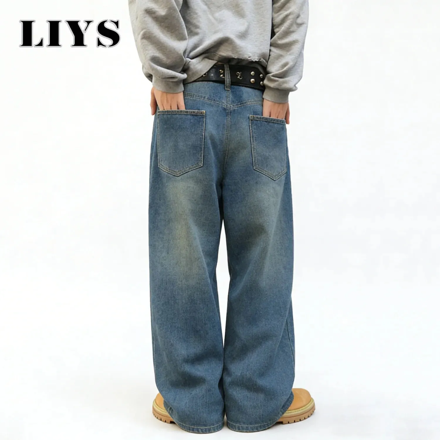 American Retro Men's Women's Ultra Baggy Wide Leg Jeans Four Seasons Street Oversized Fashion Denim Pants Unisex Clothes