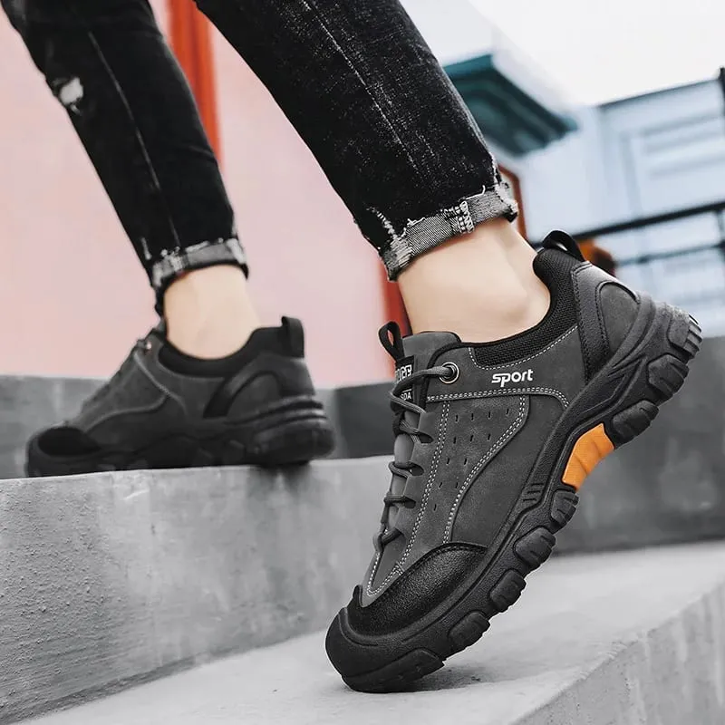 Men's Hiking Camping Shoe Waterproof Leather Upper Non Slip Hiking Boots Outdoor Durable Non Slip Sole Sports Shoes Large Size