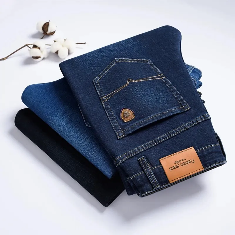 BAO 2026 automne printemps ajusté droit stretch denim jean style classique badge jeunes hommes d'affaires jeans décontractés pantalon