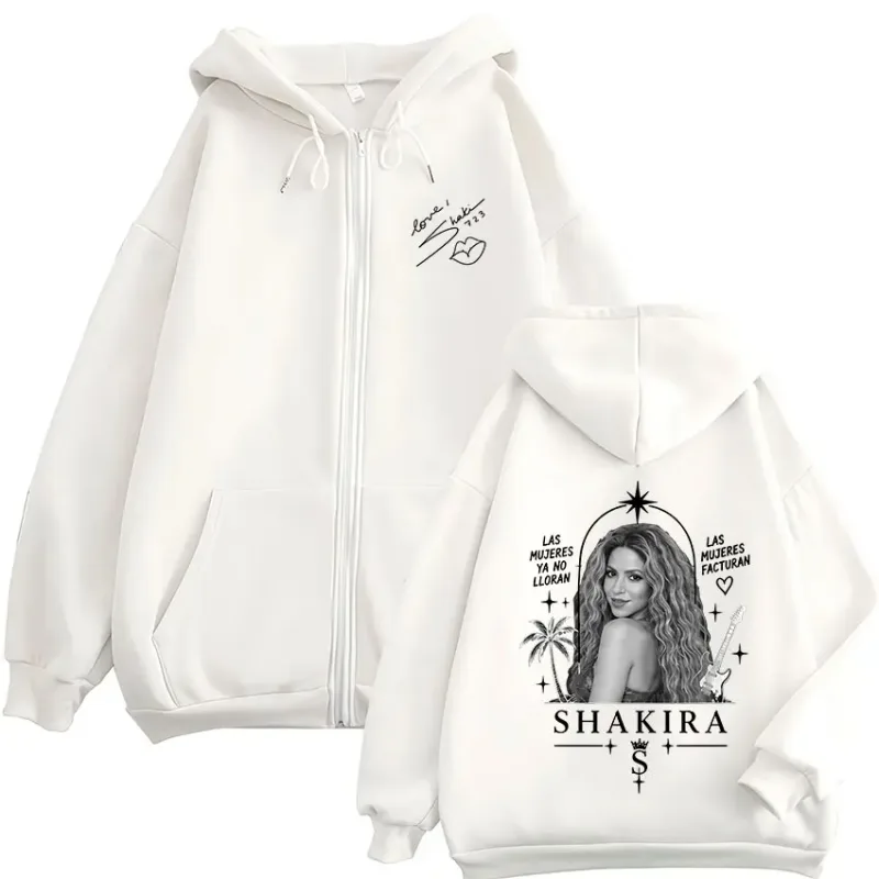 Shakira LMYNL Las Mujeres Ya No Lloran Tour Zipper Hoodies Men Women Clothing Casual Long Sleeve Zip Up Sweatshirts Jackets Coat