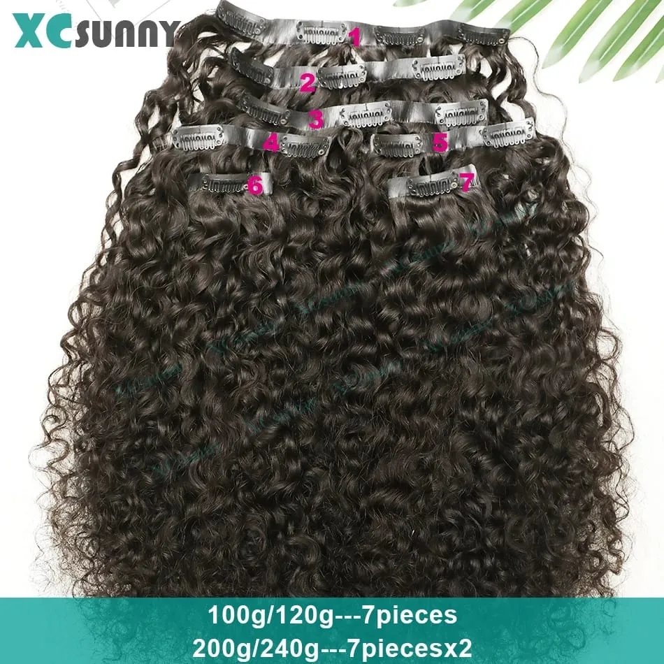 Curly Clip In Hair Extensions PU Weft Real Human Hair Clip Ins Full Head for Black Women Seamless Blends Well With Natural Hair