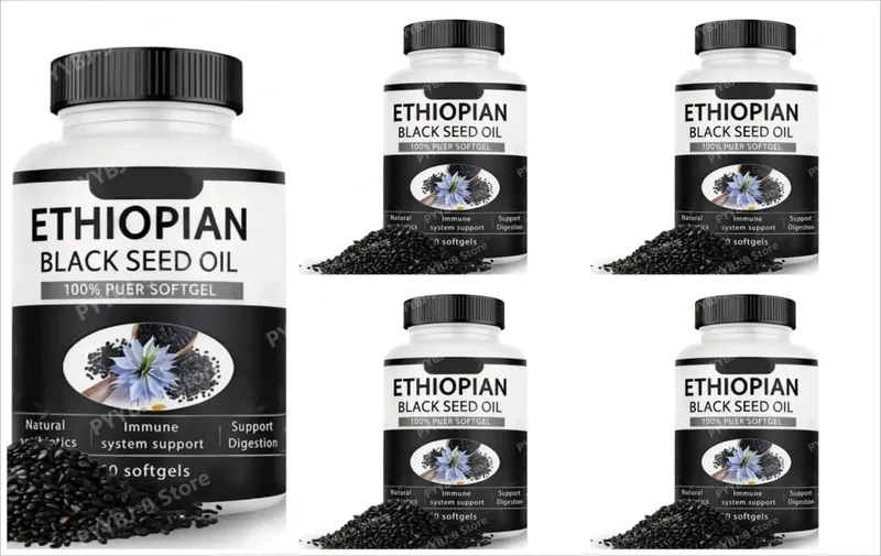 Ethiopian Black Seed Oil Softgels 60 Count 100% Natural Gluten Free Non GMO Antioxidant Immune Digestive Daily Health Supplement