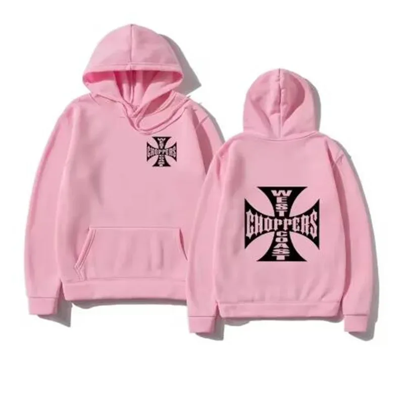 West Coast Iron Cross Choppers 인쇄 된 남성 후드 패션 쿨 운동복 남여 패션 양털 Oversize Hoody Street