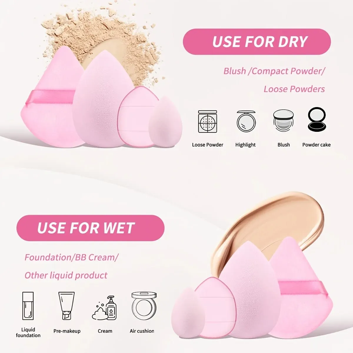 24PCS Vegan Makeup Kit - Hypoallergenic Brushes & Sponges with Travel Case Pastel Beauty Set for Sensitive Skin (Gift Ready)