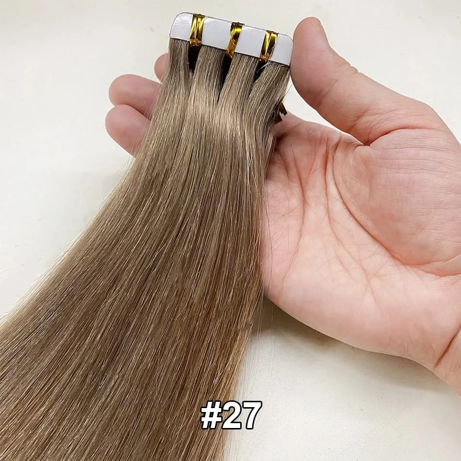Full Shine Tape In 100% Remy Human Hair Straight Double Sided Blonde Comfortable Silky Natural Tape Ins For Women