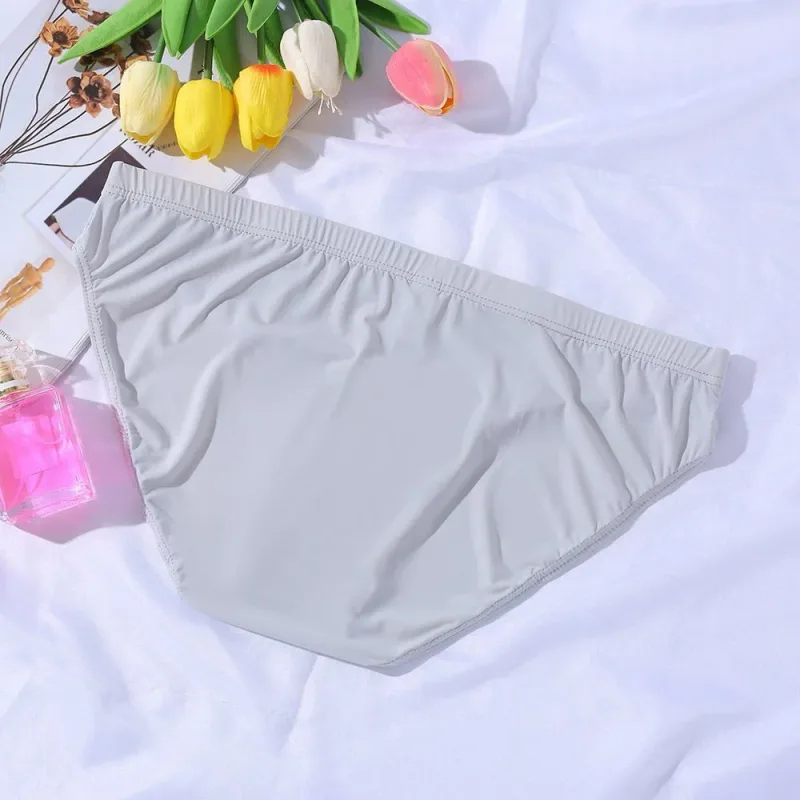New Big Men's U Convex Underwear Ice Silk Quick Drying Briefs Summer Cool Low Waist Thin Male Underpants Plus Size