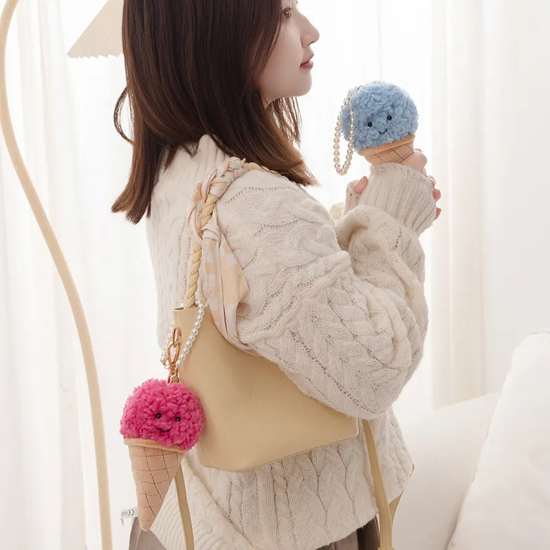Lindo dibujo animado helado juguete de peluche comida rellena Snack almohada cojín cono niños juguetes Kawaii decoración de la habitación regalo de cumpleaños para niños