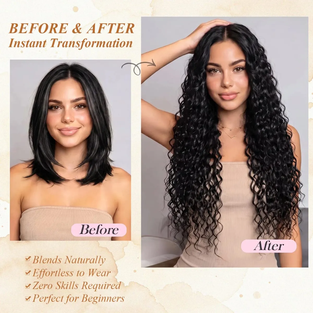 9PCS Clip in Hair Extensions 20 Inch Curly Double Weft Clip Hair Extension Kinky Curly Long Soft Synthetic Hairpieces for Women