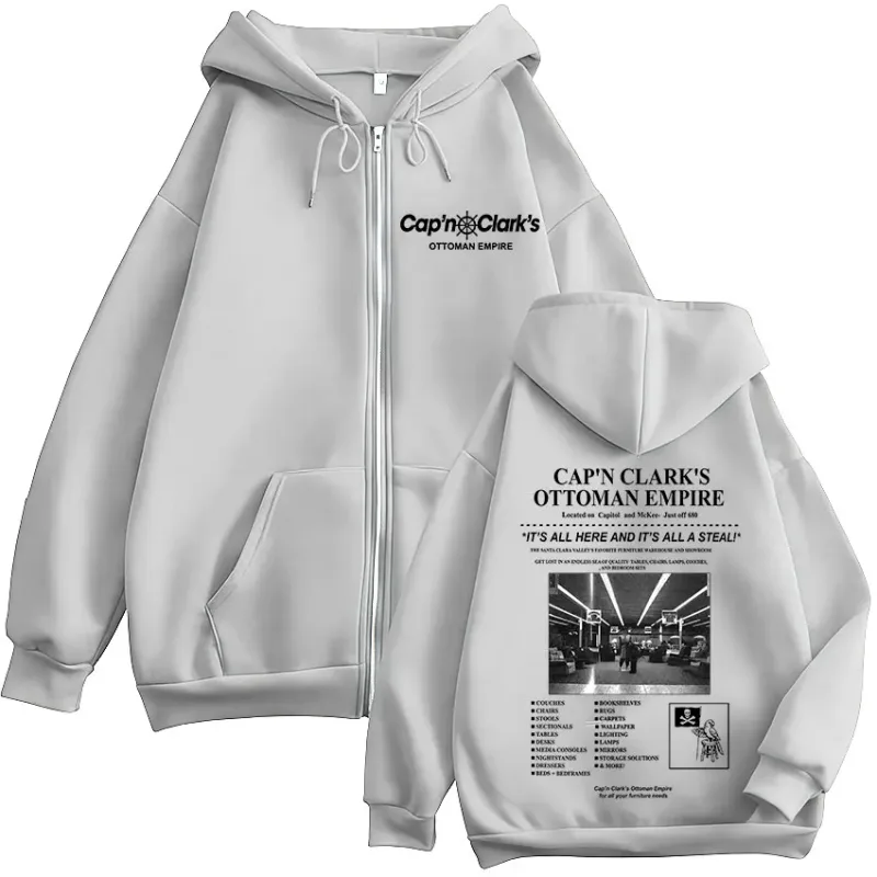 Horror Movie Backrooms Cap'n Clark's Ottoman Empire Zipper Hoodies Men's Women Clothing Zip Up Hooded Sweatshirts Jackets Coat