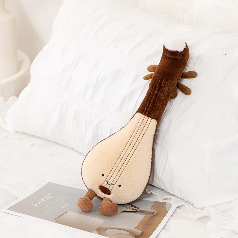 Humanoid Musical Instruments Plush Toy Stuffed Smiling Guitar Violin Tuning Fork with Legs Decor Plushie Prop Gift