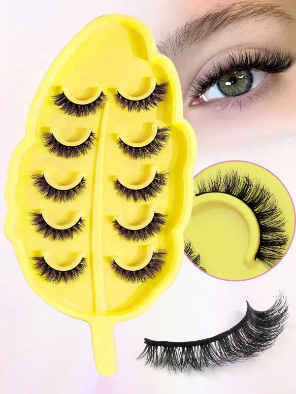 5 Ζεύγη βλεφαρίδων Cat Eye Faux Βλεφαρίδες Βιζόν Βλεφαρίδες με φτερωτό τέλος μακριές βλεφαρίδες Φυσικές μακριές βλεφαρίδες Manga Ψεύτικες βλεφαρίδες Μακιγιάζ