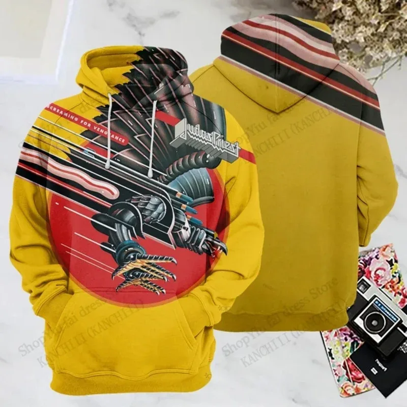 Rock Band Judas Priest 3d Print Hoodies Men Women Fashion Sports Hoodie Sweatshirt Coat Mens Sweats Men Clothes Comfort Moletom