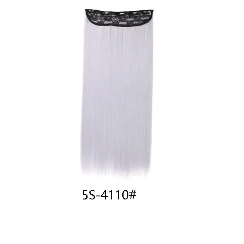 Grampo longo e reto sintético de 24 polegadas, extensão de cabelo de uma peça, 5 clipes, cabelo falso loiro, marrom, preto, resistente ao calor