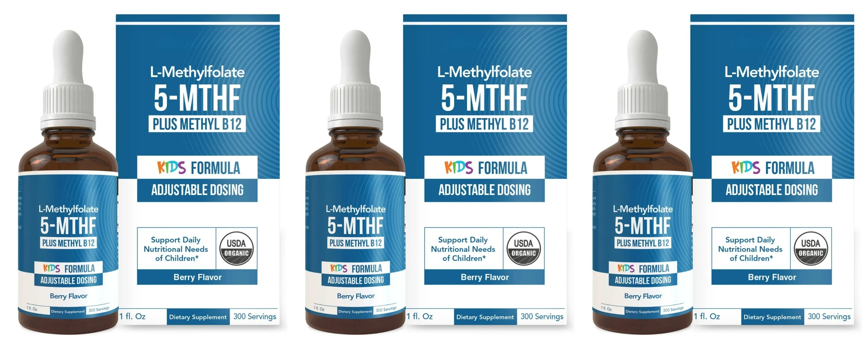 Kids L-Methylfolate 5-MTHF Liquid Drops with Methyl B12 Active Folate Support 1 Fl Oz USDA Organic Vegan Non-GMO