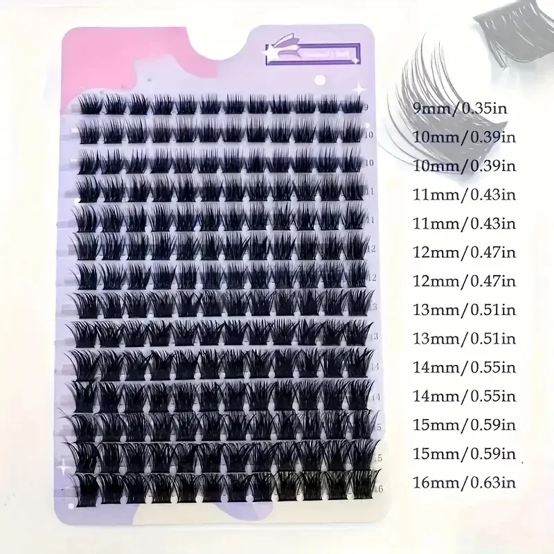Salon DIY Eyelash Extensions D Curl 9-16mm Mixed Natural 3D Volume Cluster Lashes for Wedding Festival & Casual Eye Makeup