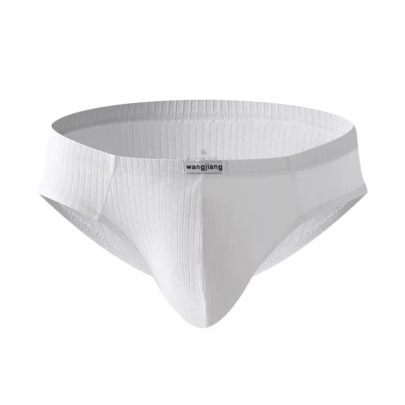 Men's Ribbed Cotton Separate Pouch Briefs Breathable Low Rise Soft Stretch Underwear Panties 1PC