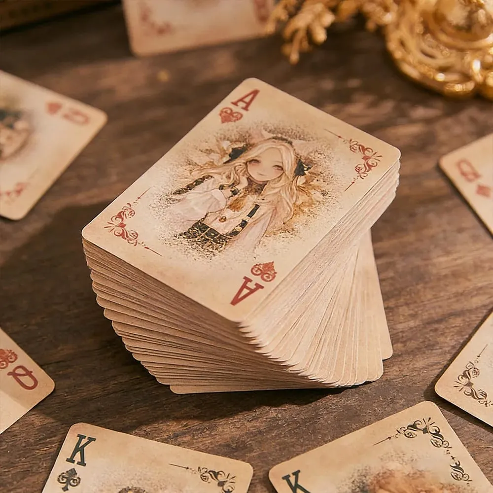 Vintage Fairy Tale Girl Playing Cards 55PCS European Coffee Themed Collectible Deck Art Collection Card Set Perfect as a Gift