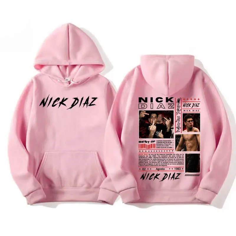 Limited Nick Diaz Retro 90s Style Graphic Hoodies Men's Gothic Violence Aesthetic Sweatshirt Fleece Casual Long Sleeve Pullovers
