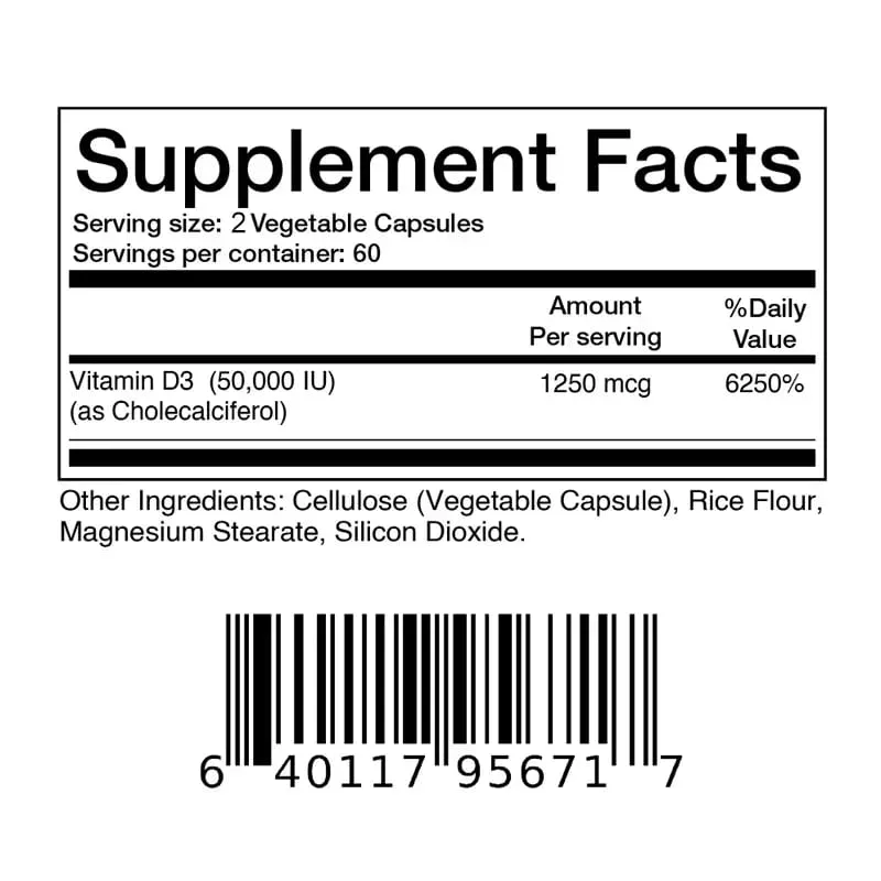 Vitamin D3 5000IU Rich in Vitamin D for Healthy Antioxidants Supporting Immune System Function - 120 Capsules Non-GMO