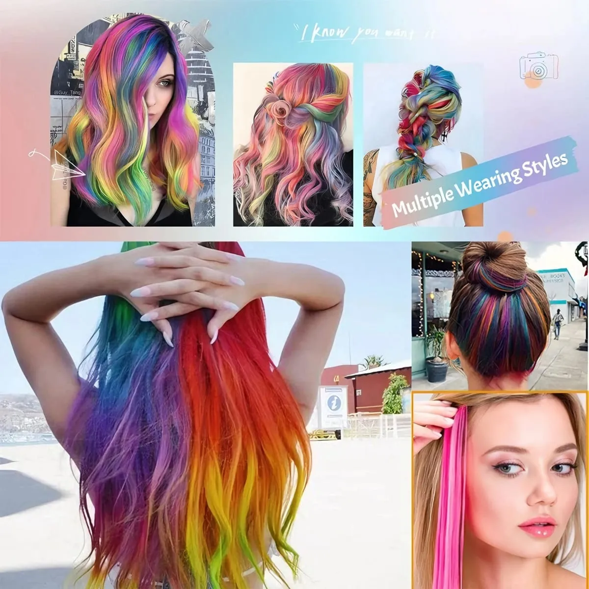 Perruques en liquidation | Perruques synthétiques à clips sans colle, 18 couleurs, économiques, pour Cosplay Lolita, usage quotidien