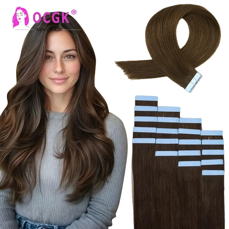 12A Tape In Hair Extensions 100% Remy Human Hair Pre-taped Skin Weft Adhesive Strips For Women Salon Use High Quality 14-22 Inch
