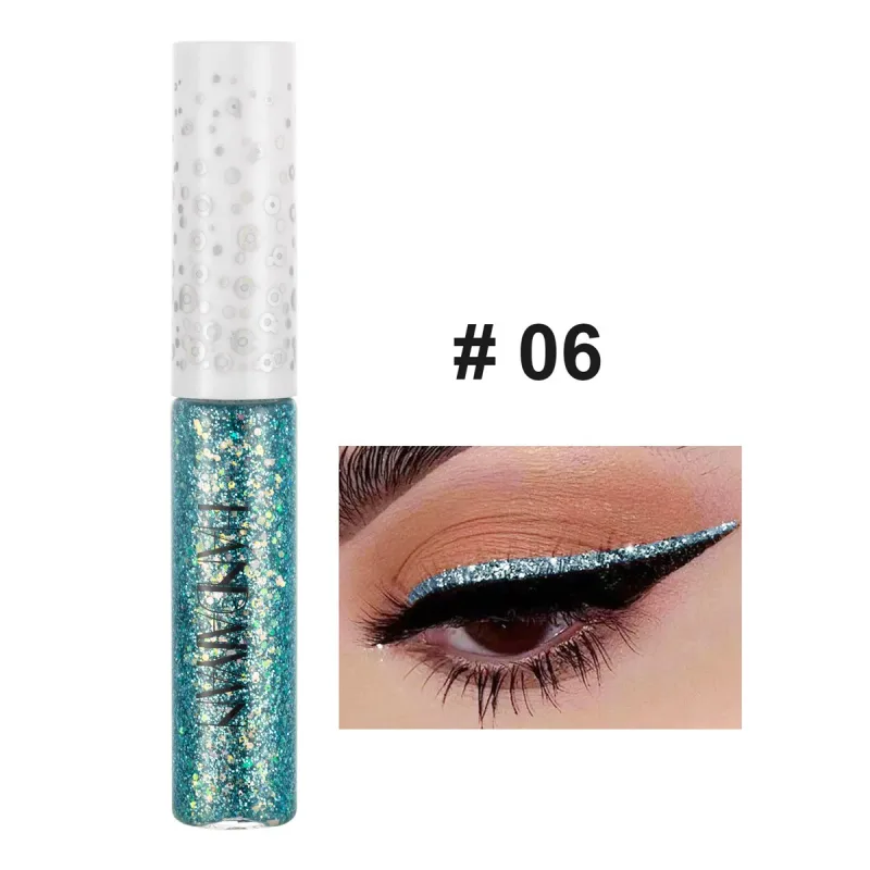12 Renk Parlak Göz Gömlekleri Pigment Gümüş Gül Altın Renk Glitter Likit Eyeliner Metalik Renkli Makyaj Kadınlar Için
