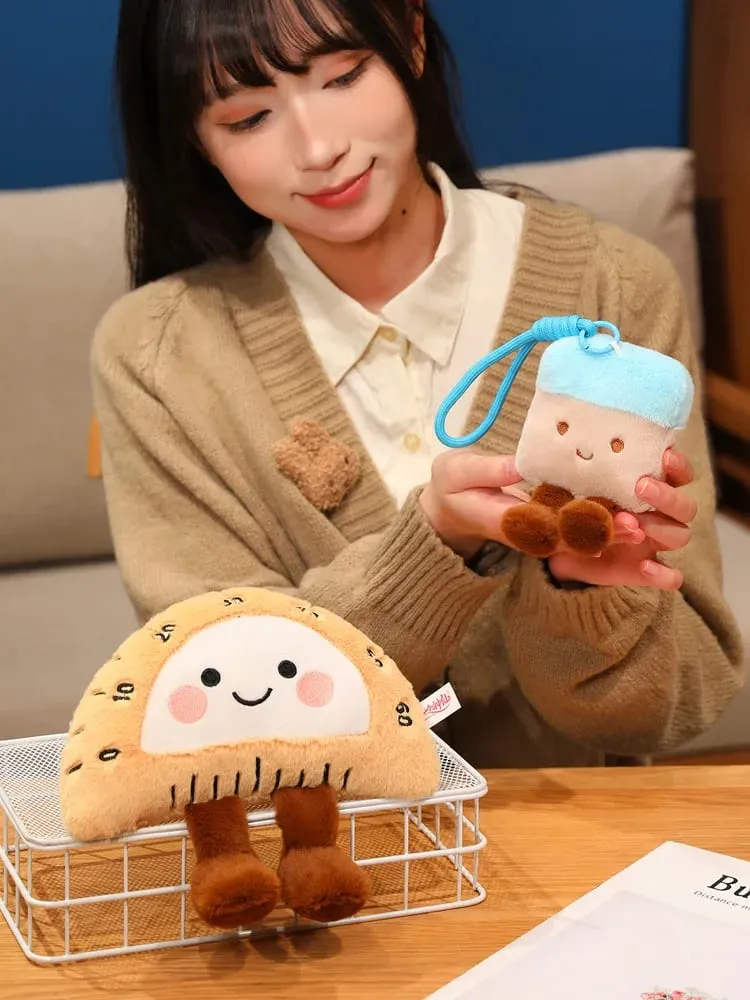 13/20cm Pencil Case Stationery Plush Humanoid Toy Stuffed Kawaii Eraser Ruler Doll Pendant with Loop Plushie Decor for Bag