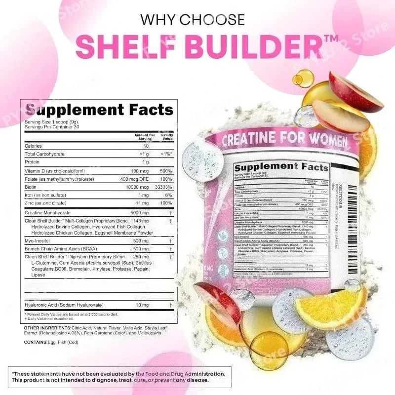 Woman Creatine Powder 300g Contain Creatine Monohydrate BCAA & Amino Acids for Daily Health Nutrition and Workout Support