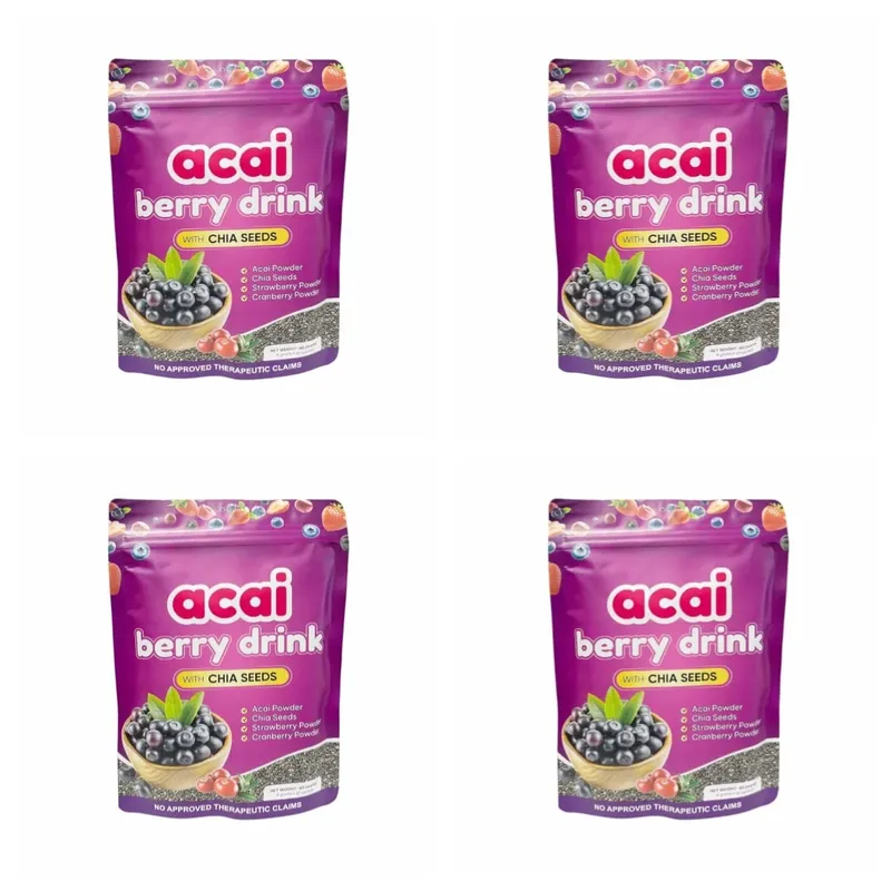 Acai Berry Drink Powder 10packs Per Bag with Chia Seeds and 7 Types of Berry Powders Improve Skin Condition & Enhance Immunity
