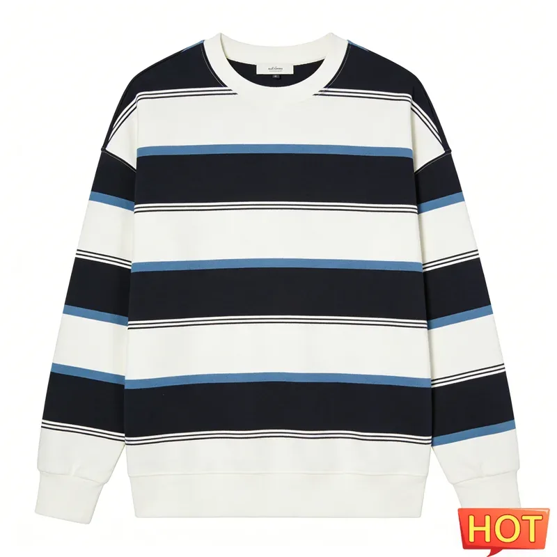 Simple Fashion Striped Pattern Sweatshirts For Men Casual Autumn 3D Printed Long Sleeve Hoodies Loose Daily Wear Basic Pullovers