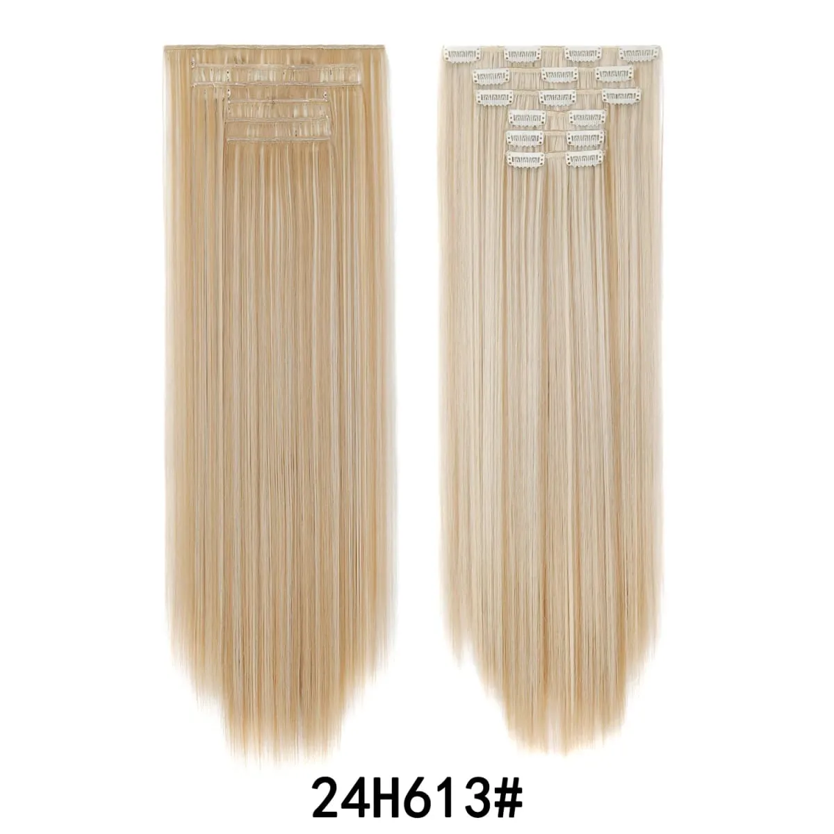 24 Inch 6PCS Clip In Hair Extensions Straight Synthetic Hair Extensions Dark Brown Long Natural Looking Hair Piece for Women