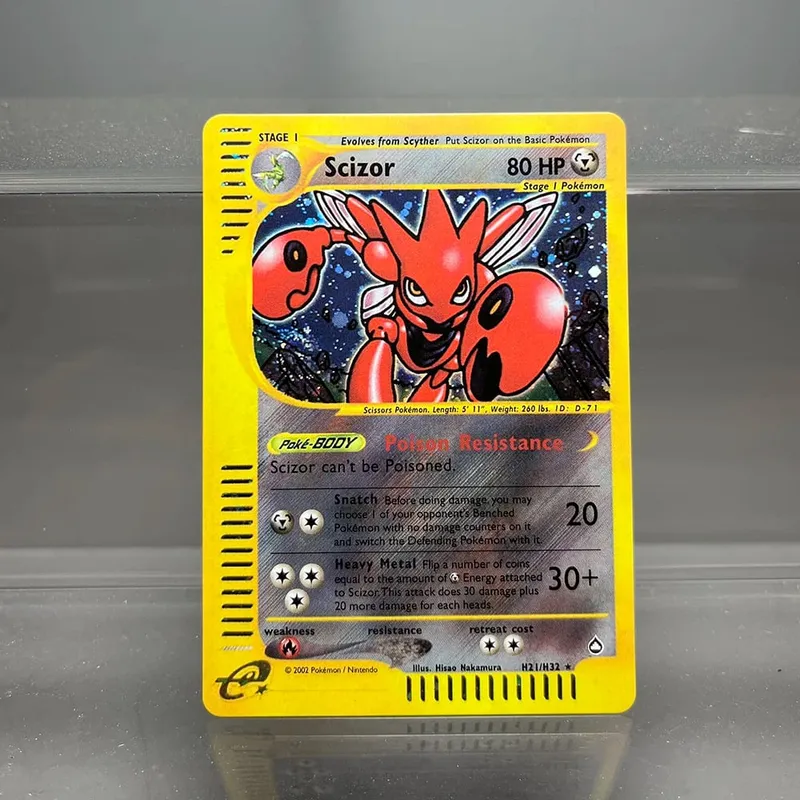 PKM-Karten Steelix Alakazam Scizor Einzelfolienkarten Raichu Slowking Game Collection-Karten PTCG-Ersatzkarten Aquapolis-Serie