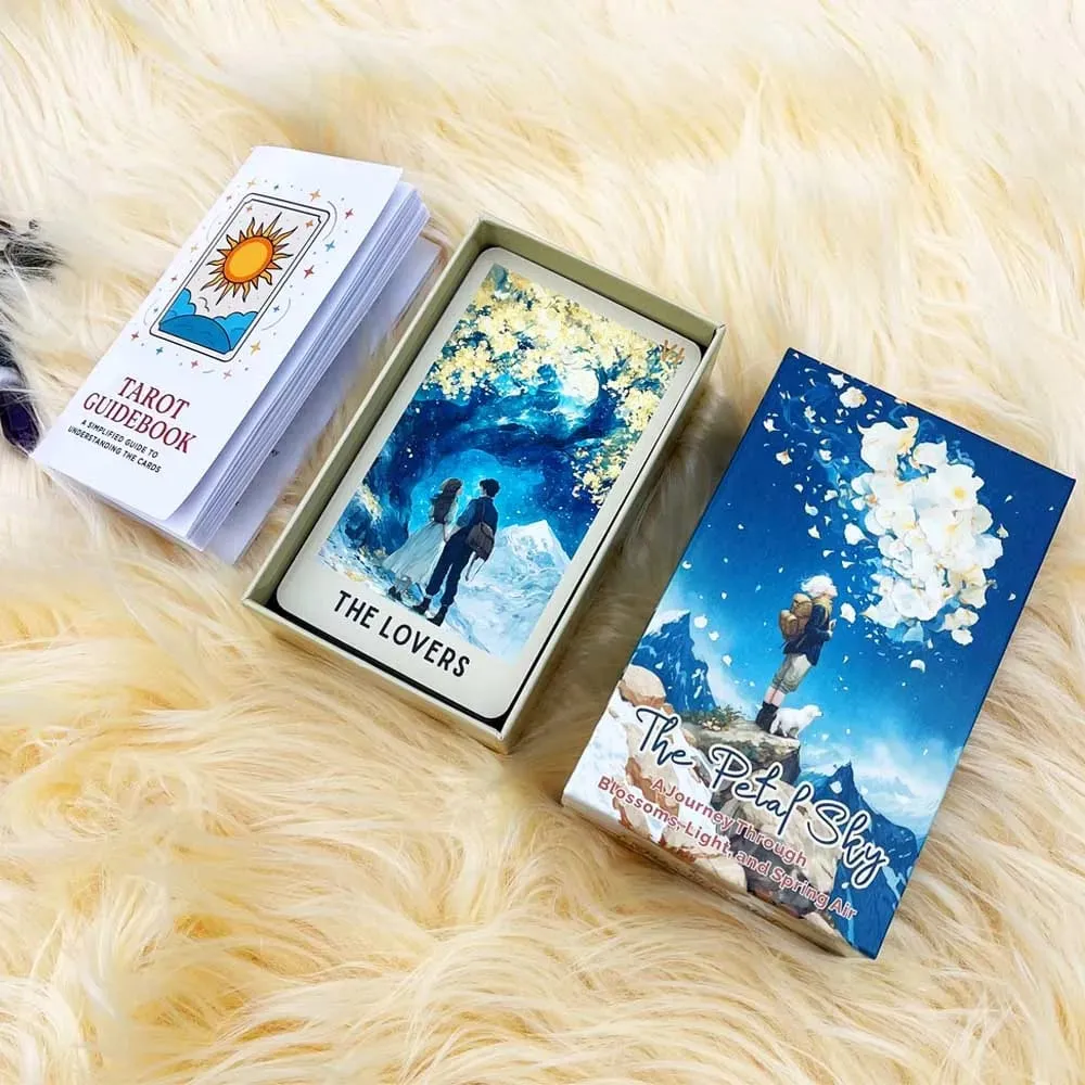 Petals Sky Tarot Cards Set 78 Cards 13x8 Cm Ideal for Intuitive Reading & Beautiful Illustrations Includes Paper Instruction