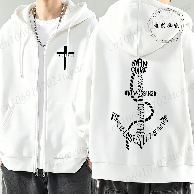 New Fashion Zipper Hoodies Christ Jesus Cross Print Men Hoodies Sweatshirts Fleece Hip Hop Street Hoodie Zip Up Sweatshirts Top