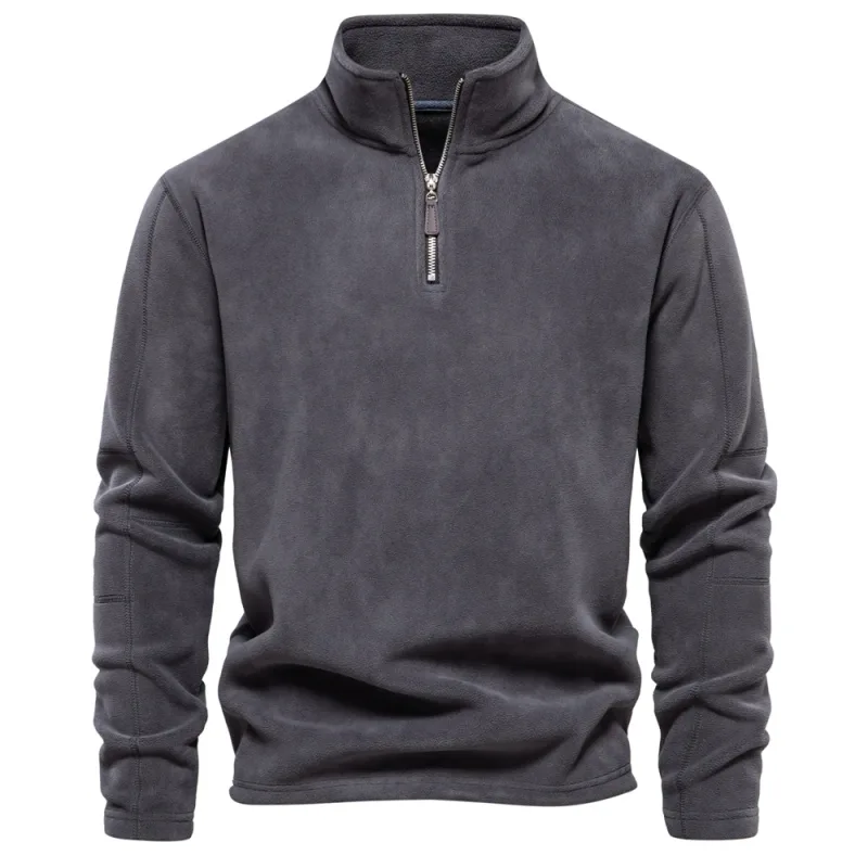 Brand Quality Thicken Warm Fleece Jacket para sa Lalaki Zipper Neck Pullover Men's Sweatshirt Soft Shell Mens Jacket