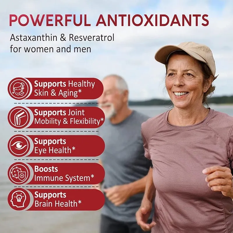 Kexinsh Astaxanthin Capsules 20mg Promotes Cardiovascular Health and Accelerates Metabolism supporting Eye Joint & Skin Health