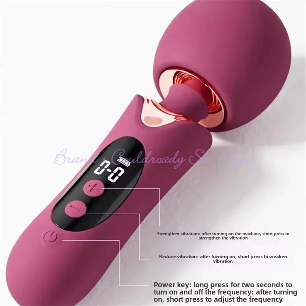Vibrador av lcd poderoso com cabeça grande, massageador corporal feminino, brinquedo sexual para mulheres, clitóris, ponto g, estimulação da vagina, varinha mágica