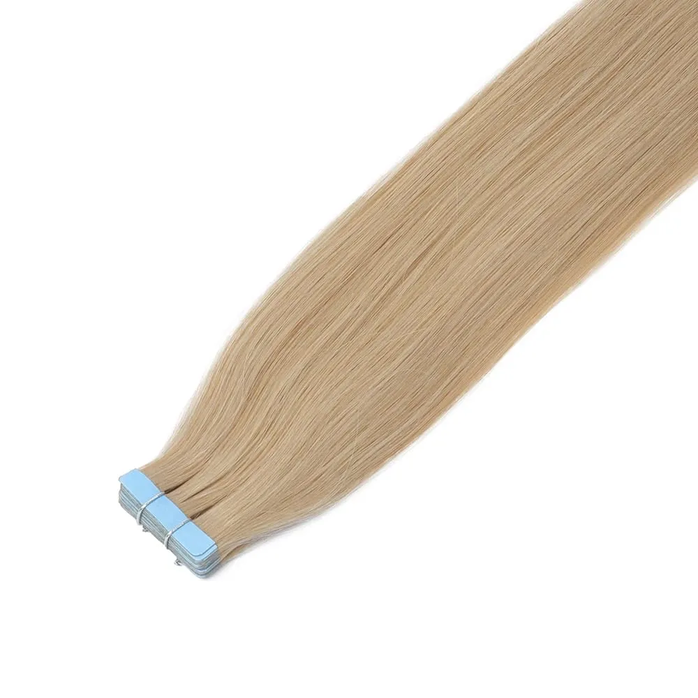 Tape in Extensions Human Hair Blonde Seamless Tape In Hair Extensions 4x0.8cm Skin Weft PU Tape On Hair 20PCS 12"-24"