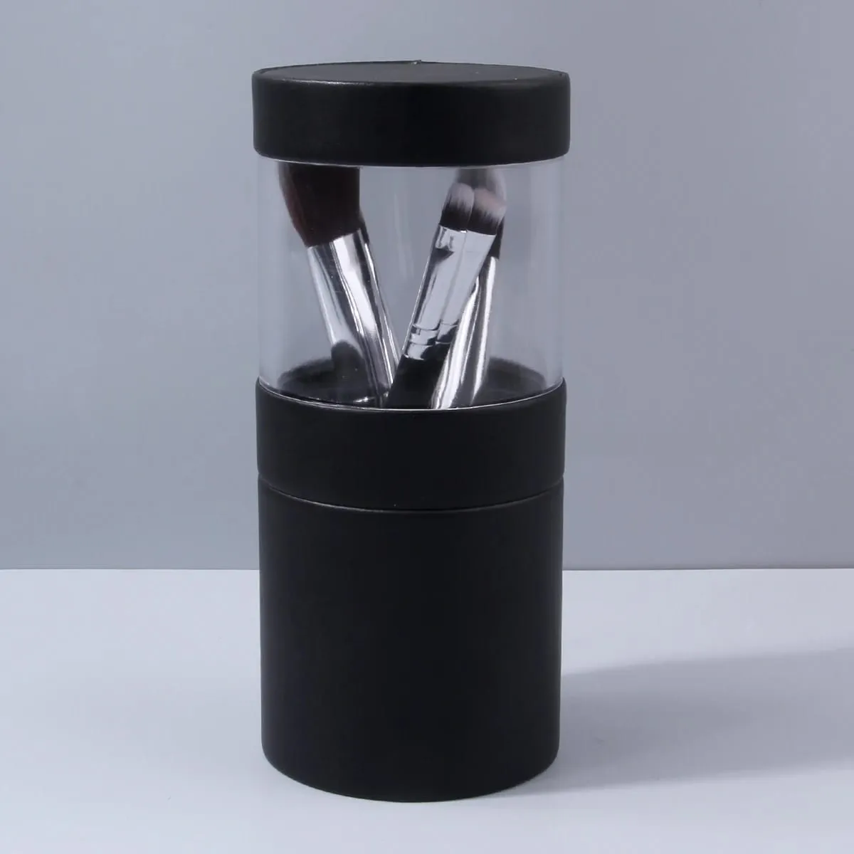1PCS Black Makeup Brush Holder Transparent Top Storage Case for Cosmetic Brushes