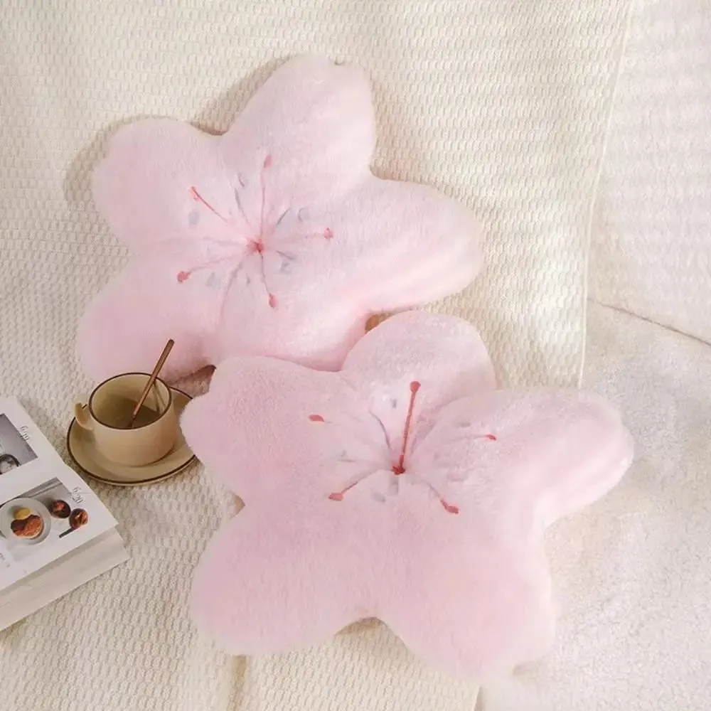 Kawaii 45cm Plush Pillow Cherry Blossom Soft Room Decor Pillow Pink Tatami Cushion Photo Decorations