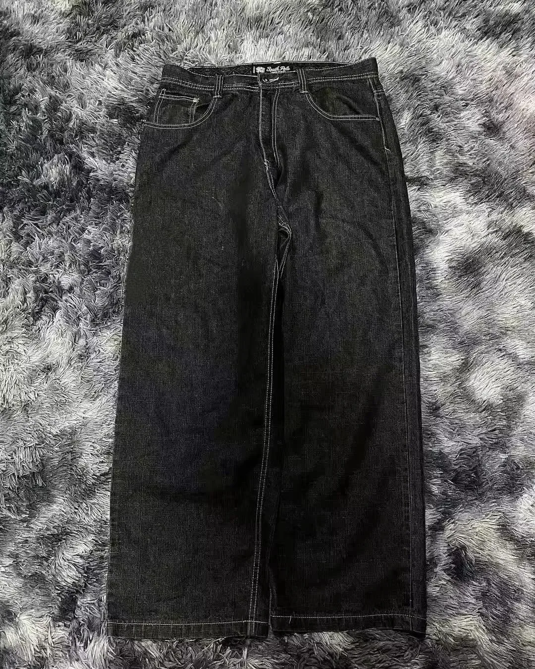 Y2K Letter Embroidered Loose Jeans American Street Trend Men Harajuku New Hip Hop Oversized Wide-leg Pants Unisex Mopping Jeans
