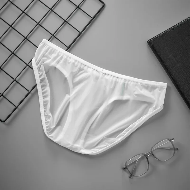 Ice Silk Briefs Comfortable Mens Sexy Panties Breathable Pouch Jockstrap Low Rise Daily Simple Intimate Underwear