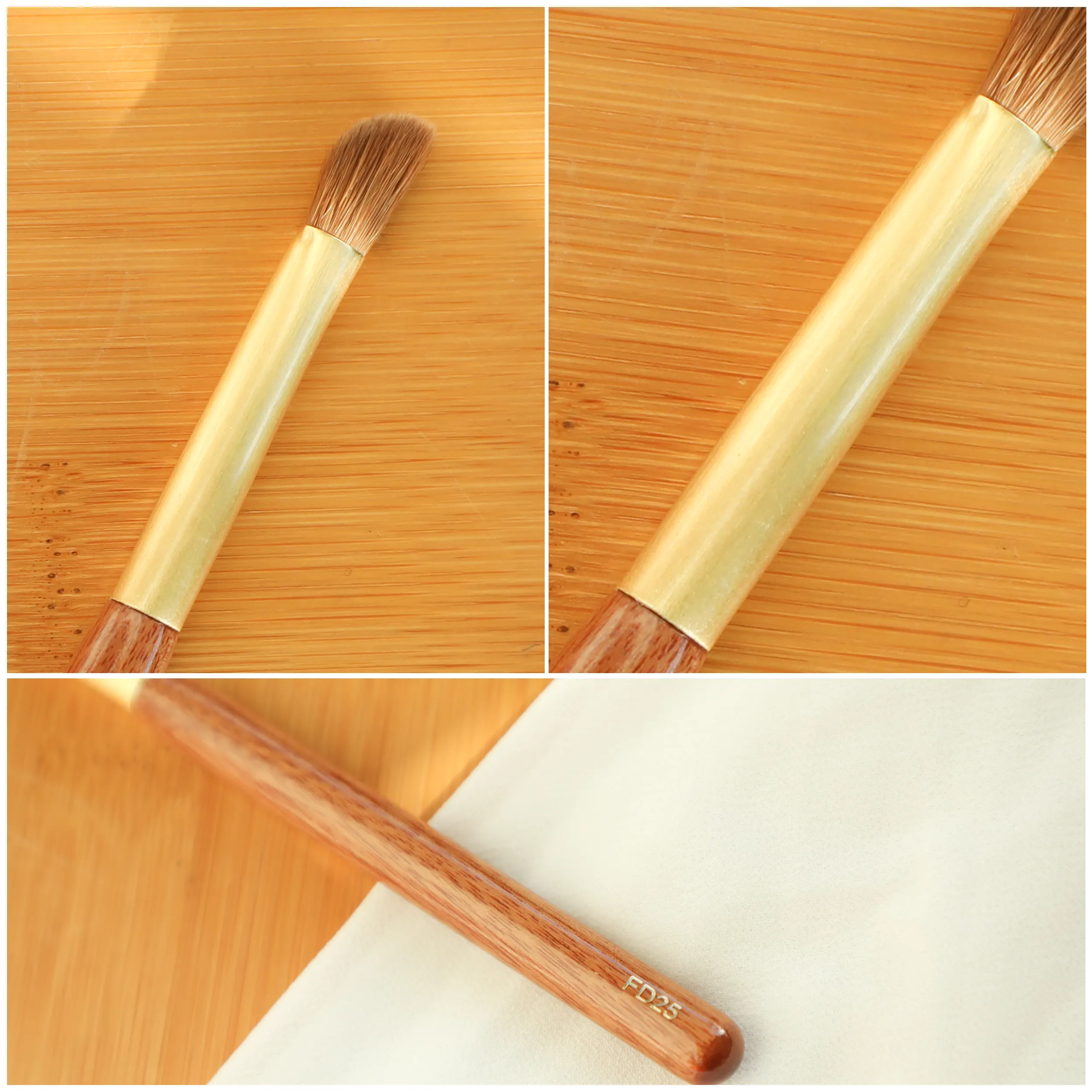 FD25 Soft Weasel Hair Triangle Concealer Highlighter Brush African Rosewood Handle Makeup Brush Pro Hand Crafted Makeup Brushes