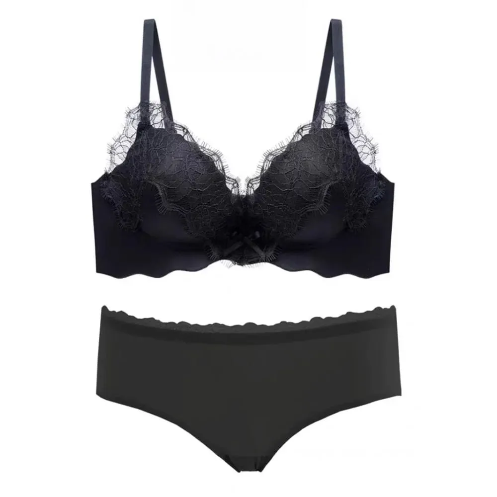 New Pure Desire Lace Lingerie Set Women Thick Padded Push Up Bra Small Bust Lift A to C Cup Underwear Intimates Daily Wear 32-38 — image 6