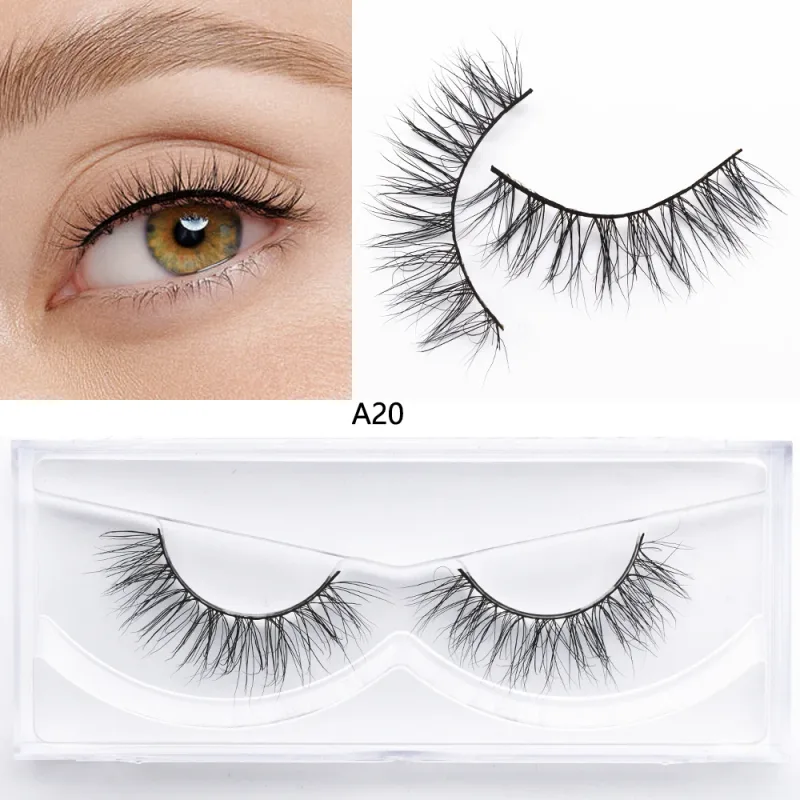 D20 Real Mink Lashes Eyelashes Extension Natural Long Winged Volume Eye Lashes Handmade Mink Fake Eyelash Makeup Lash