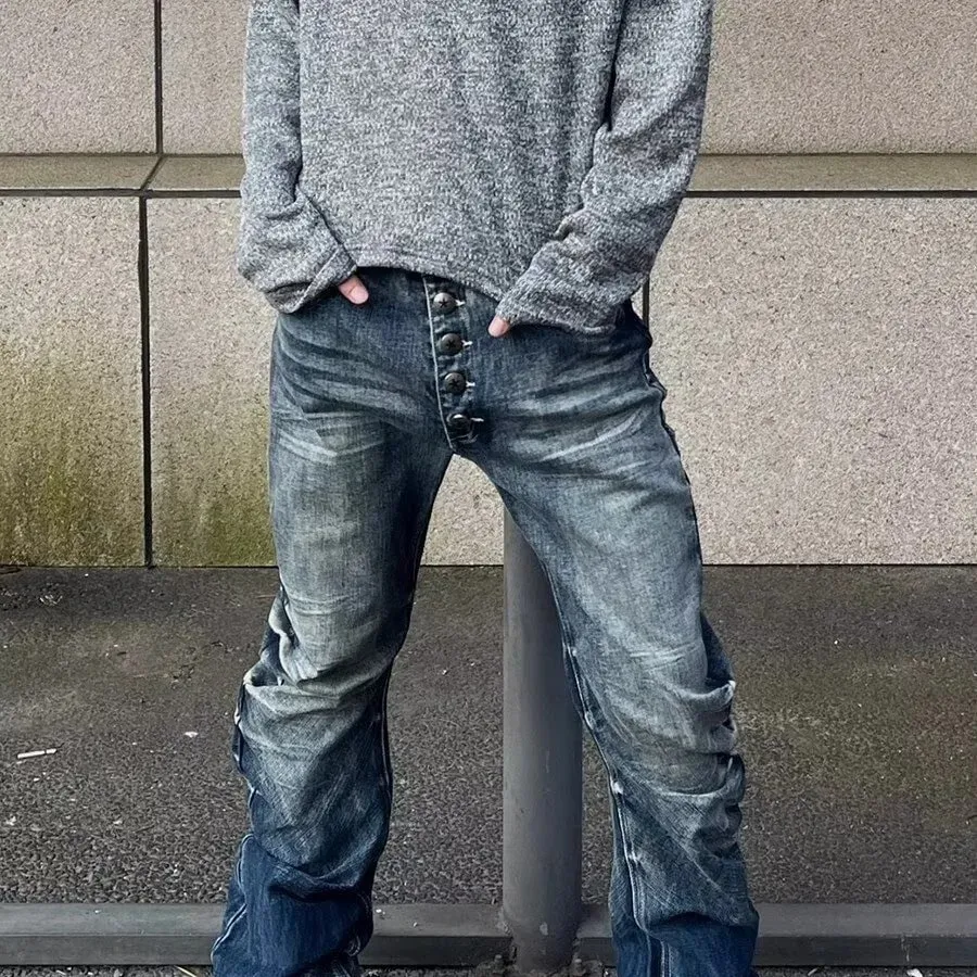 European American New Fashion Men's Slim Casual Trendy Simple Basic Denim Trousers Male Daily High Street Jeans Pants Clothes