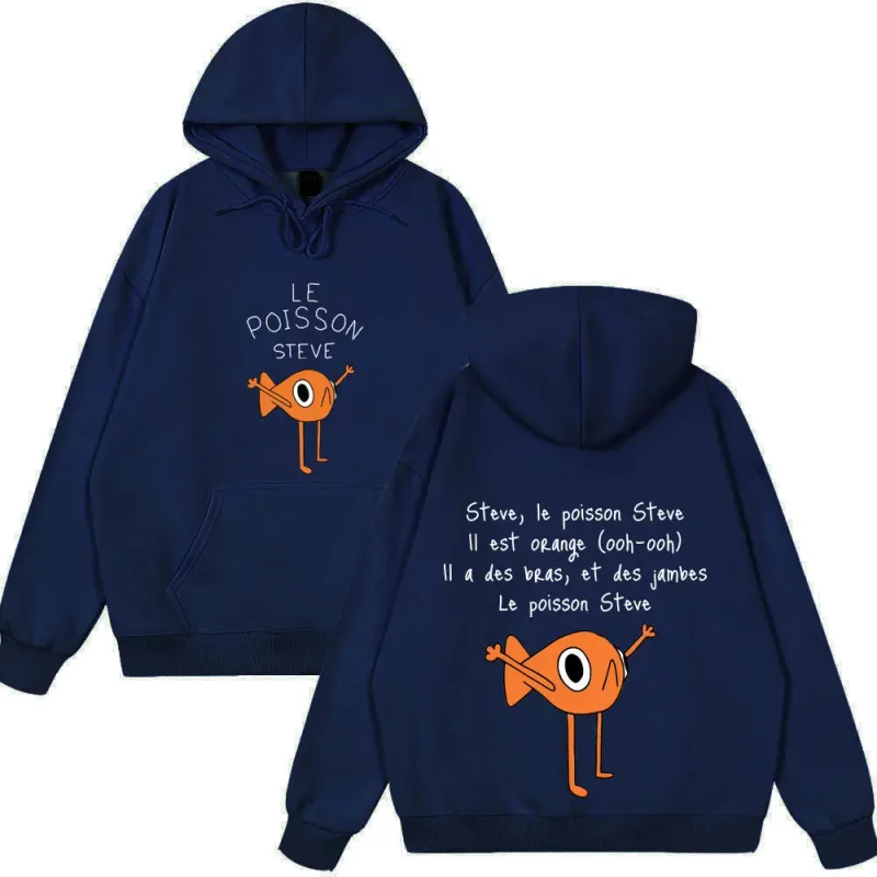 2025 Funny Fish Le Poisson Steve T Shirt Memes Cartoon Print Hoodies Spring Winter Style Fleece Hoodies Funny Couple Streetwears